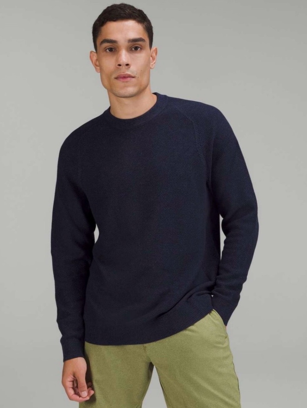 Lululemon Textured Knit Crewneck Sweater Heathered Classic Navy XS EUC